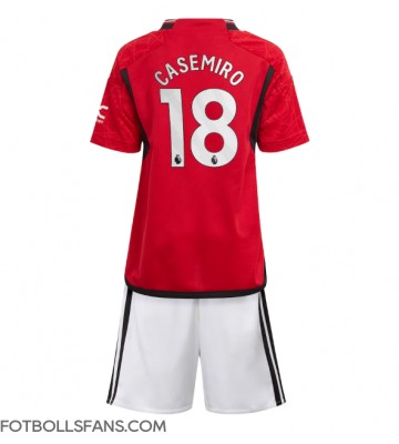 Manchester United Casemiro #18 Replika Hemmatröja Barn 2023-24 Kortärmad (+ Korta byxor)